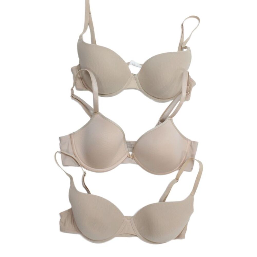 Hanro Chantelle Womens Underwire Hook Back Bra Nude Size 34C Set of 3